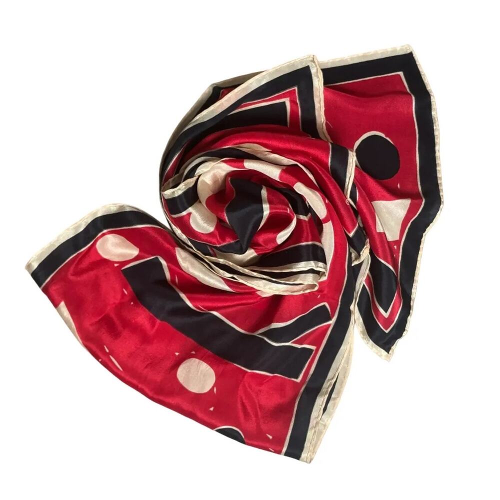 Uena Vintage Silk 80s Scarf Black Multicolor‎ made in japan